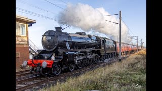 LMS Stanier Black Five 45212 at Hest Bank level crossing 271024 [upl. by Acim]