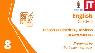 Gr 8 English  Creative Writing  Transactional Writing Reviews [upl. by Eitsirc348]