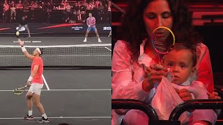 Nadals Baby Son is Hitting a Tennis Ball with a Mini Racquet While Nadal Plays against Alcaraz [upl. by Nets]