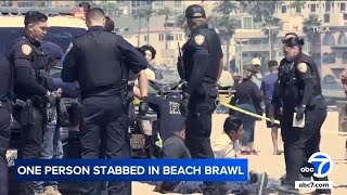 Men involved in wild Santa Monica beach brawl used poles umbrellas to fight witnesses say [upl. by Ikcaj250]