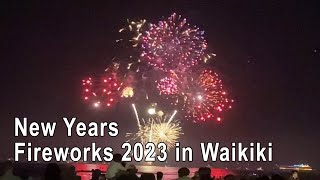 New Years Fireworks at Waikiki beach 2023 [upl. by Eimerej]