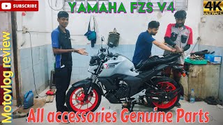 YAMAHA FZS V4 NEW COLOUR ICE FLUO VERMILLION 2024 ALL GENUINE ACCESSORIES PARTS PRICE FITTING।।👍 [upl. by Nanette584]