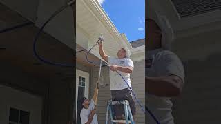 Spraying Aluminum Overhang Sherwin Williams Extra White Low Luster [upl. by Hourihan]