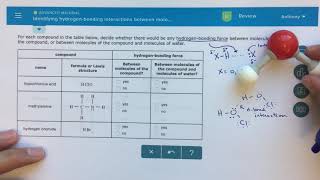 ALEKS  Identifying Hydrogen Bonding Interactions Between Molecules [upl. by Adivad]