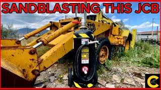 SANDBLAST YOUR HEAVY EQUIPMENT ALONE 50 Litre Air Compressor 89CFM [upl. by Ailhat]