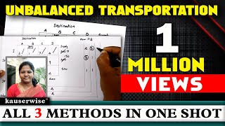 Unbalanced Transportation ProblemNorthwestLeast costVAMWith Simple Procedure by kauserwise [upl. by Hyacintha737]