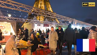 Christmas Market in Eiffel Tower Paris 4K HDR [upl. by Aisekal475]