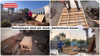 Gartentisch aus Paletten bauen  Auswandern Türkei Alltag Vlog mit Kangal Welpen 23Januar 2024 [upl. by Pedroza]