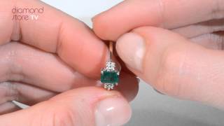 FET37 G  6mm x 4mm Emerald Ring With Shoulder Diamonds [upl. by Hessler]