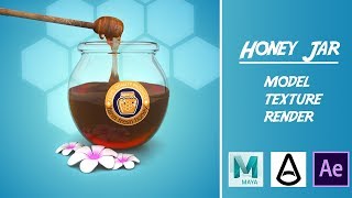 Maya Arnold Glass Shader Render  Honey Jar Speed [upl. by Orfurd]