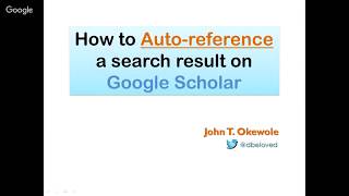 How to Autoreference a search result on Google Scholar [upl. by Ymaral]