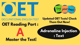 Master OET Reading Part A Adrenaline Injection Practice Test amp Key Strategies [upl. by Ob]