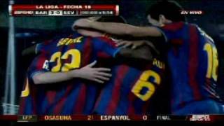 FC Barcelona vs Sevilla 40 160110 LA LIGA BBVA 2010 HQ EspnDeportes [upl. by Macguiness81]