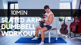 10 MINUTE SEATED ARM DUMBBELL WORKOUT  For limited mobility follow along [upl. by Letreece63]