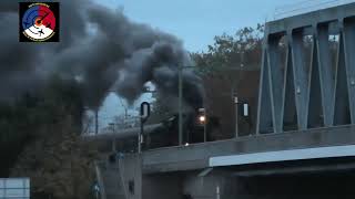 Steam locomotive SSN 23 023 rides over bridge quotIJsselspoorbrugquot at Deventer with a lot of smoke [upl. by Aryamo]