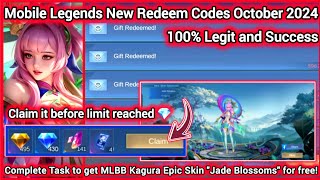 No Limit Mobile Legends Redeem Codes October 29 2024  MLBB diamond Code  Get your Kagura Epic Skin [upl. by Annoled]