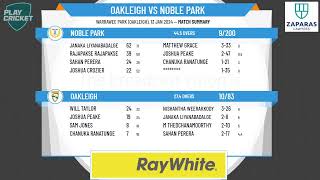 Victorian SubDistrict Cricket Association  South East 1st XI  Round 10  Oakleigh v Noble Park [upl. by Sayette]