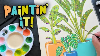 Painting TROPICAL Plants 🌴 Paintin’ It with Philip Boelter 🎨 Satisfying Art 👨‍🎨 Gouache Inspiration [upl. by Blatman256]