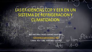 LAS EFICIENCIAS COP Y EER EN UN SISTEMA DE REFRIGERACION Y CLIMATIZACION [upl. by Boggs541]