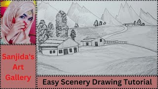 Scenery Drawing Tutorial  Drisso Drawing villagescenesketch villagelandscapesceneryart [upl. by Trever275]