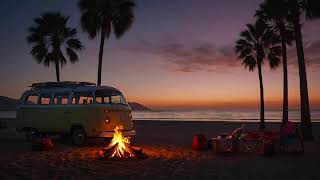 Campfire on the Beach Sounds for Sleep  Relaxing Fire Crackling amp Ocean Waves Ambience [upl. by Paschasia]