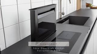 Downdraft Kitchen Cooker Hood in Black 90cm [upl. by Silber952]