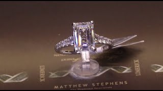 98188  T360ctC310ct  Emerald Cut Solitaire with Diamond Shoulders  Platinum [upl. by Enilrac]