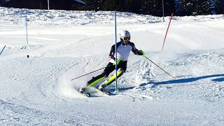 Adelboden  slalom training on the race slope 012022  Matej Vidovic [upl. by Esiahc440]