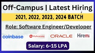 OffCampus Hiring 2021 2022 2023 2024 BATCH  Software EngineerDeveloper Hiring  Latest Hiring [upl. by Malkin]