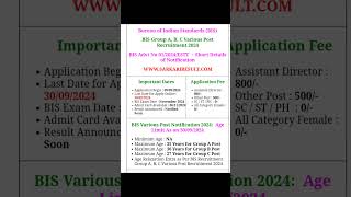 BIS Various Group A B C Post Exam Admit Card ReleasedSarkariResult BIS Click to Download [upl. by Yoko379]