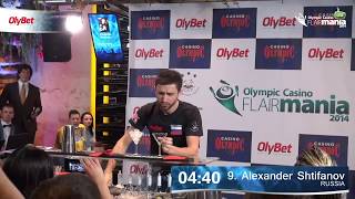 Flair Bartending Alexander Shtifanov Final Olympic Casino Flair Mania 2014 [upl. by Ned]