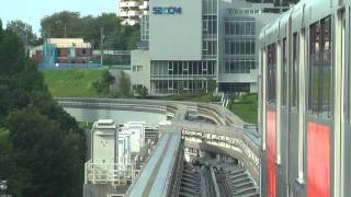 多摩モノレール 多摩センター駅ポイント転換と列車発車 20120808 [upl. by Pontius]