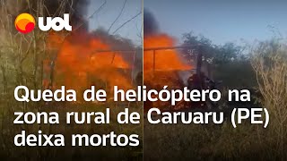 Helicóptero cai em Caruaru PE e deixa ao menos 2 mortos veja vídeo [upl. by Adai]