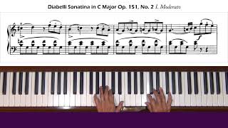 Diabelli Sonatina in C Major Op 151 No 2 I Moderato Piano Tutorial [upl. by Lorien]