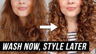 WASH NOW STYLE LATER  EASY CURLY HAIR ROUTINE [upl. by De]