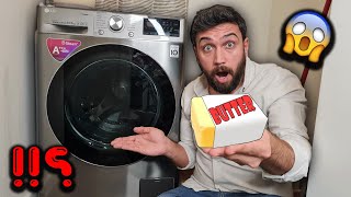 شيف عمر  زبدة بالغسالة How to make butter with a washing machine 🔥😍😱 [upl. by Nnairrehs]