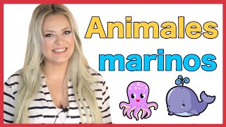 ANIMALES 🐳 marinos 🦀 en FRANCÉS fácil para principiantes [upl. by Gordy]