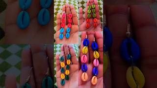 Beautiful Cowries Earrings 😍🌈creative diycrafts diyearings youtubeshorts cowrieshell [upl. by Harbard]