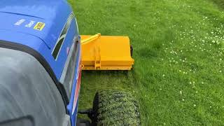 Front PTO amp Linkage on Iseki TH4335 compact tractor flail mowing [upl. by Eimoan37]