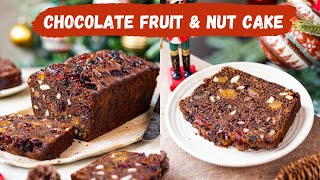 Chocolate Fruit amp Nut Cake  Christmas Plum Cake Recipe with Eggless Option [upl. by Aneis]