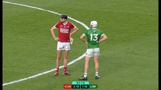 CONTROVERSIAL INCIDENT AS CORK KEEPER IS POLEAXED BY AARON GILLANE  CORK V LIMERICK 2024 HURLING [upl. by Blondy]