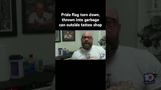 Pride flag torn down thrown into garbage can outside tattoo shop pride annapolis [upl. by Lammaj]