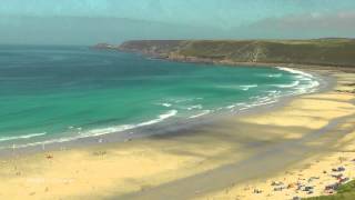 Spectacular View of Sennen Cove Beach in Cornwall  Relaxing Video and Sounds of The Ocean [upl. by Kleiman]