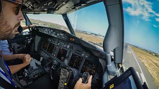 BOEING 737 Landing in sunny Alicante airport SPAIN RWY10  cockpit view [upl. by Otsuj77]