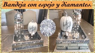 DIY Como decorar bandeja con espejo y diamantes [upl. by Eatnuahs]