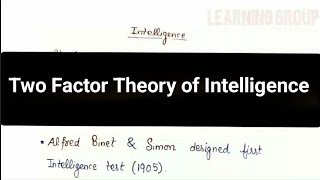 Two factor Theory of Intelligence  Spearman Theory psychology tet ctet [upl. by Ykcim]