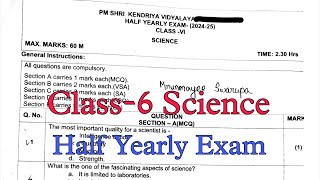 Class6 SCIENCE  Half Yearly Exam Question Paper Term1 Session 202425 PM Shri Kendriya Vidyalaya [upl. by Mairam341]