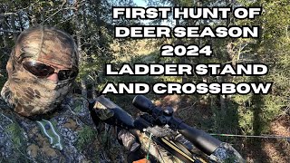 First hunt of 2024 East Texas Deer Season ladder stand and crossbow [upl. by Ahsenom]