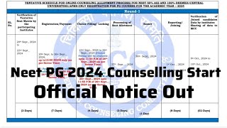 Neet PG 2024 Counselling Start  MCC Official Notice  Neet PG Counselling Start Neet PGCounselling [upl. by Okihcim916]