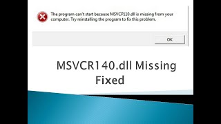 MSVCR140dll Missing  Fixed [upl. by Joshua]